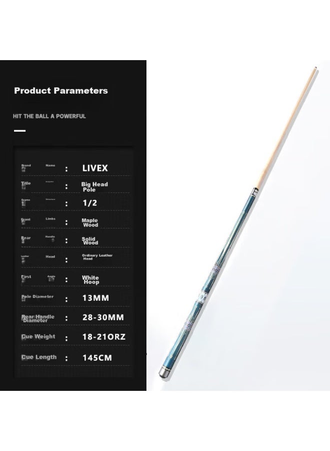 Livex Livex Blue Crown Pool Cue, Large Tip Black 8-ball Cue, Chinese 8-ball Detachable Billiard Cue, American 16-color 9-ball Cue - Image 5