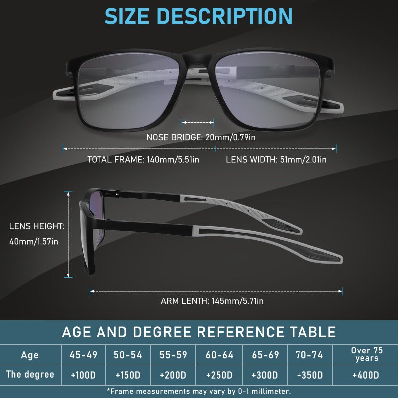 Bloexclu 4 Pack Progressive Multifocus Reading Glasses For Men Women Tr90 Sports Style Anti-Blue Light Computer Readers (Black & Grey & Leopard & Grey Leopard  2  X) - Image 3
