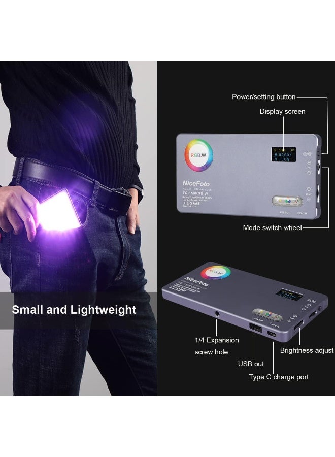 NiceFoto TC-158 Portable RGB LED Video Light 360° Full Color Camera Lighting - Image 5