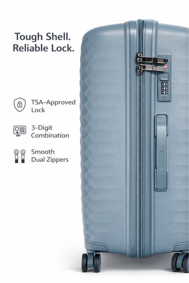 ELITE- Premium Hard-Shell Luggage 20 inch – Lightweight Spinner Suitcase – Light Blue - Image 3