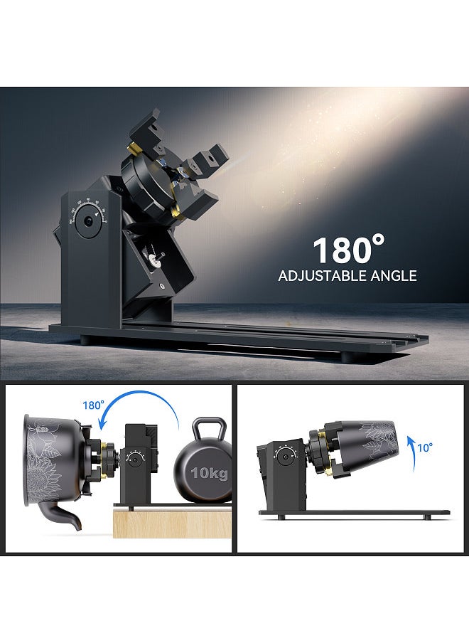 SCULPFUN RA Pro Max 4 in 1 Rotary Chuck for Laser Engraver, Y-axis Multi-Function Rotary Roller Engraving Module with 180° Adjustable Angle for Laser Engraving Cylindrical Objects, Irregular Round Objects  - Image 4