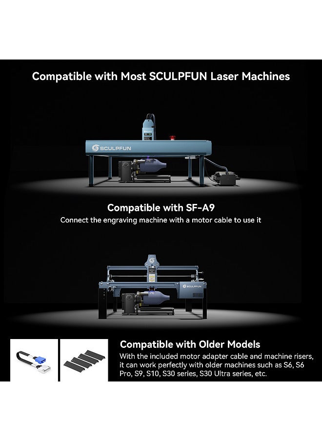 SCULPFUN RA Pro Max 4 in 1 Rotary Chuck for Laser Engraver, Y-axis Multi-Function Rotary Roller Engraving Module with 180° Adjustable Angle for Laser Engraving Cylindrical Objects, Irregular Round Objects  - Image 5