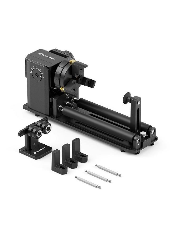 SCULPFUN RA Pro Max 4 in 1 Rotary Chuck for Laser Engraver, Y-axis Multi-Function Rotary Roller Engraving Module with 180° Adjustable Angle for Laser Engraving Cylindrical Objects, Irregular Round Objects  - Image 1