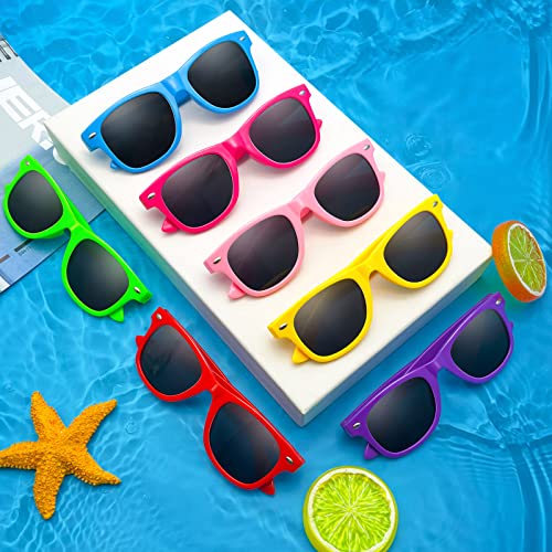 Pibupibu 8 Pack Kids Neon Colors Party Favor Supplies Unisex Sunglasses, Mix - Image 3