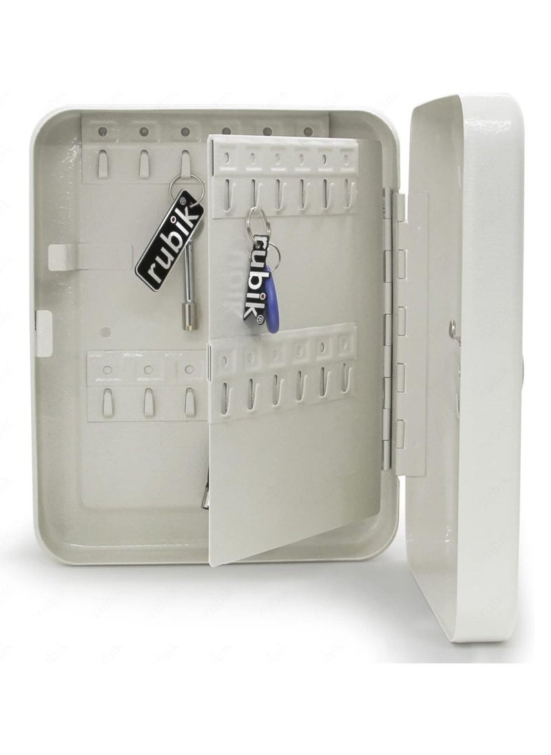 Rubik - 48-Keys Metal Storage Cabinet Safe Box with Key Lock, Wall Mounted Key Storage Cabinet Organizer for Hotels Realestate Warehouse Schools Universities Business (White) - Image 1