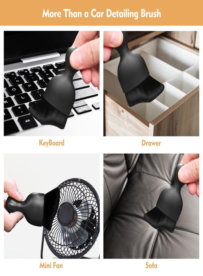 Eiruseed Car Interior Cleaning Brush Duster With Ultra Soft Bristles Auto Detailing Brushes Dusting Accessories For Dashboard, Ac Vents, Leather, Scratch-Free (1Pack_Black) - Image 5