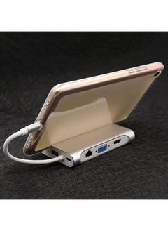 نيبمينينت محول 7 في 1 من Type-C إلى HDMI VGA RJ45 3 × موزع USB 3.0 ومزود بحامل للهاتف فضي  - Image 3