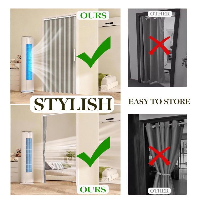 Jilron 100% Blackout Fabric Folding Door Curtain with Magnetic Closure - Accordion Style for Sliding Doors, Closets,Wardrobe and Temporary Door Solutions Doorway Curtainsï¼ˆW42 x L78, Grey 1 Panelï¼‰ - Image 2