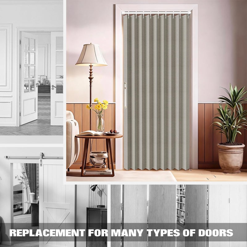 Jilron 100% Blackout Fabric Folding Door Curtain with Magnetic Closure - Accordion Style for Sliding Doors, Closets,Wardrobe and Temporary Door Solutions Doorway Curtainsï¼ˆW42 x L78, Grey 1 Panelï¼‰ - Image 5