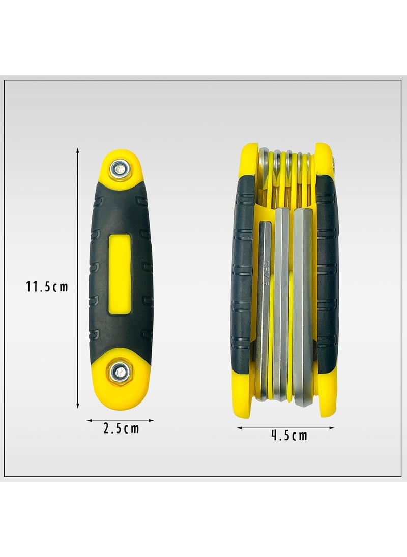 GLUN GLUN Folding Portable Hexagonal Wrench 8in1 Foldable Allen Wrench Metal Metric Chave Torx Allen Key Pocket Size  - Image 5