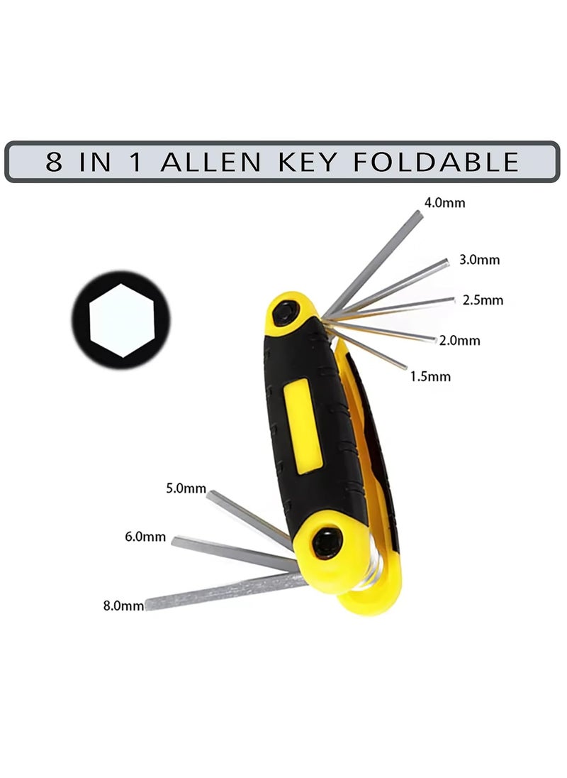 GLUN GLUN Folding Portable Hexagonal Wrench 8in1 Foldable Allen Wrench Metal Metric Chave Torx Allen Key Pocket Size  - Image 3