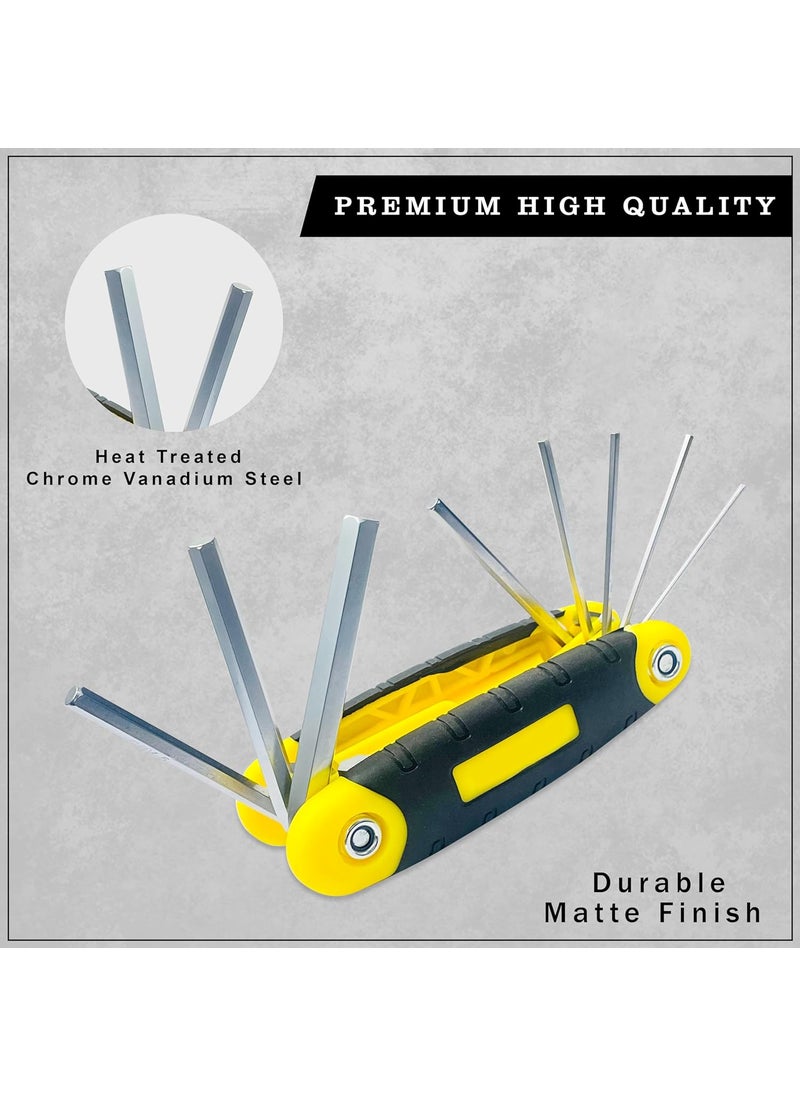 GLUN GLUN Folding Portable Hexagonal Wrench 8in1 Foldable Allen Wrench Metal Metric Chave Torx Allen Key Pocket Size  - Image 4