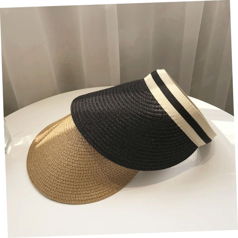 Light Coffee Adjustable Straw Sun Hat For Women Portable Beach Cap Outdoor Travel - Image 4
