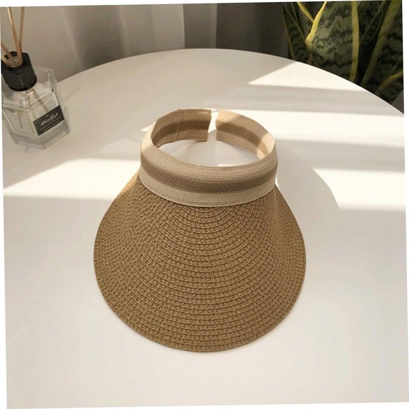 Light Coffee Adjustable Straw Sun Hat For Women Portable Beach Cap Outdoor Travel - Image 3