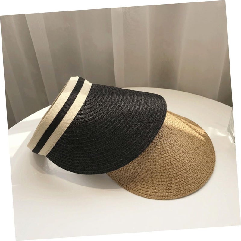 Light Coffee Adjustable Straw Sun Hat For Women Portable Beach Cap Outdoor Travel - Image 5