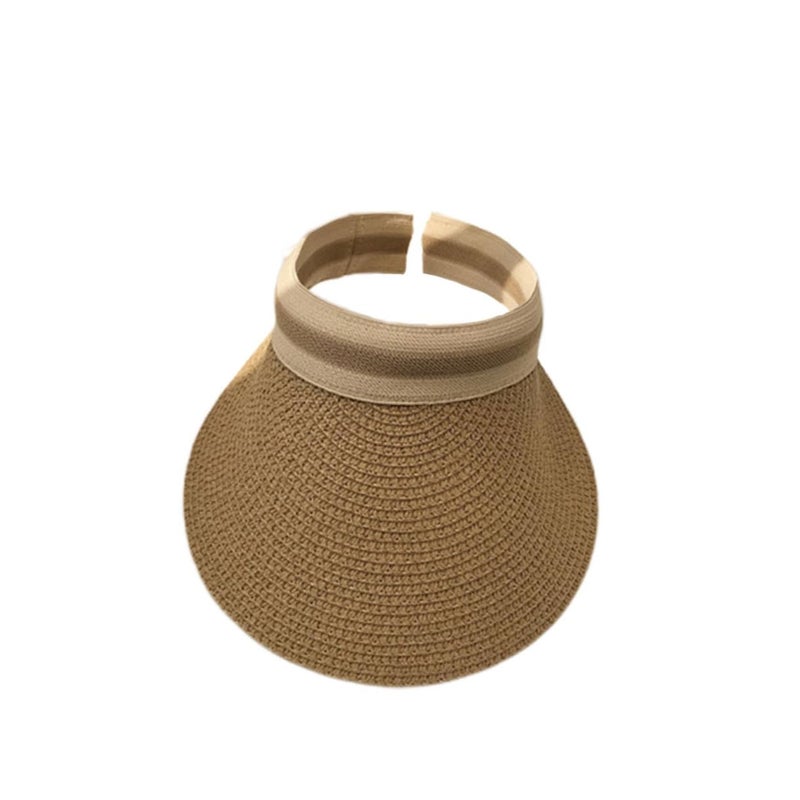 Light Coffee Adjustable Straw Sun Hat For Women Portable Beach Cap Outdoor Travel - Image 2