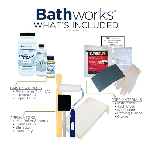Bathworks Roll-On Refinishing Kit - 22 fl oz, High Gloss White, Professional-Grade DIY Coating with Tools Included - Durable Non-Yellowing Finish for Bathtubs, Tile, Sinks & Showers - Image 2