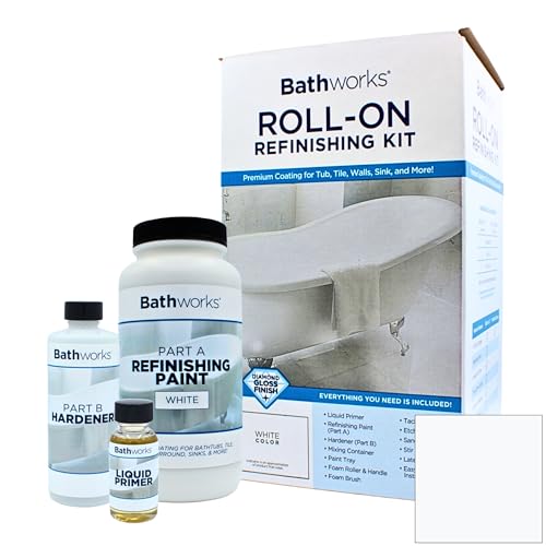 Bathworks Roll-On Refinishing Kit - 22 fl oz, High Gloss White, Professional-Grade DIY Coating with Tools Included - Durable Non-Yellowing Finish for Bathtubs, Tile, Sinks & Showers - Image 1