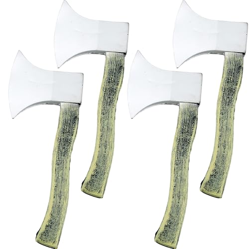 Cotiny 4 Pack Halloween Foam Axe Toy Fake Hatchet Realistic Props for Lumberjack Butcher Halloween Costume Weapon Party Supplies - Image 1