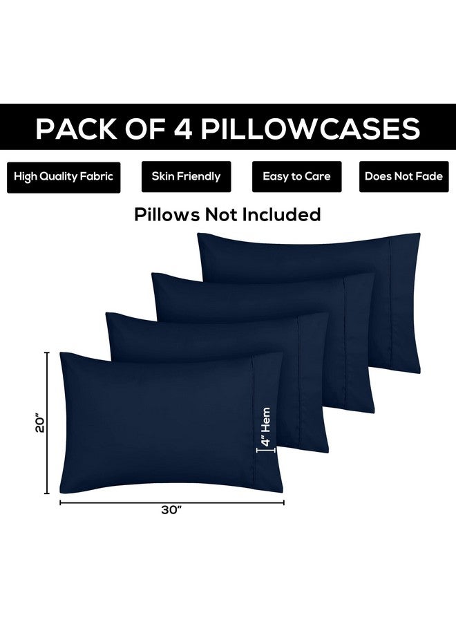 Utopia Bedding Queen Pillow Cases - 4 Pack - Envelope Closure - Soft Brushed Microfiber Fabric - Shrinkage and Fade Resistant Pillow Covers Queen Size 20 X 30 Inches (Navy) - Image 3