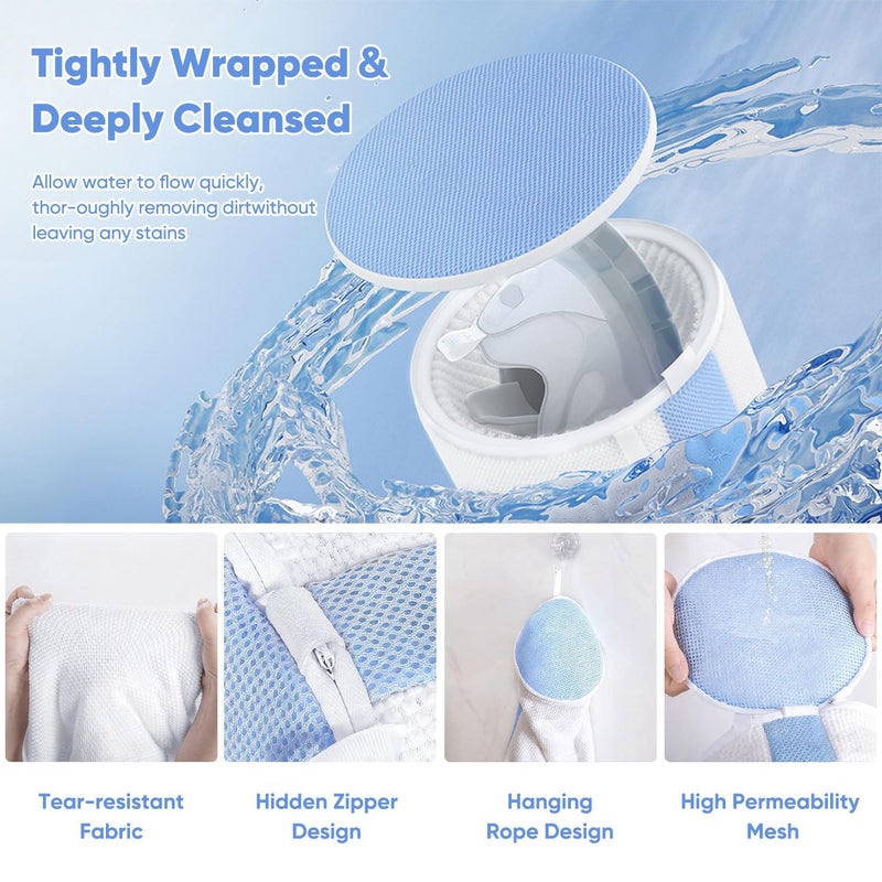 Teletrogy 2Pcs Shoe Washing Machine Bags, Laundry Shoes Bag for Washer & Dryer, Reusable Shoe Cleaning Bag Fluffy Fiber Inside, Sneaker Tennis Laundry Bags for All Shoes, Large Size, 7 x 13 Inches - Image 5