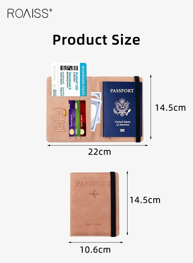 roaiss Passport Holder, Magnetic Closure Anti-Skimming Multi-Function ID Case, Stylish PU Leather Passport Cover, Compartmentalized Storage for Daily Travel Essentials, Blue - Image 5