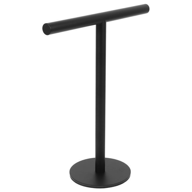 304 Stainless Steel Black Vertical T Shaped Freestanding Towel Holder Stand Bathroom Countertop Hand Towel Rack - Image 2