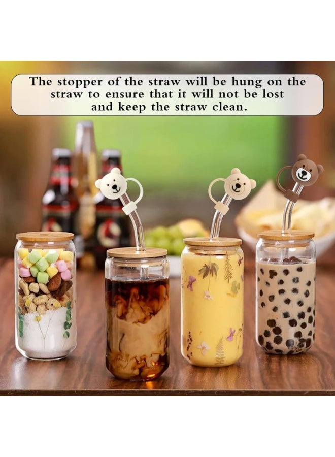 CMGTYYD 3 Piece Bear Straw Sleeves, Silicone Straw Covers Bear Straw Covers, Reusable Portable Dustproof Straw Covers Cute Cartoon Straw Covers Over Silicone Straw Tips - Image 4