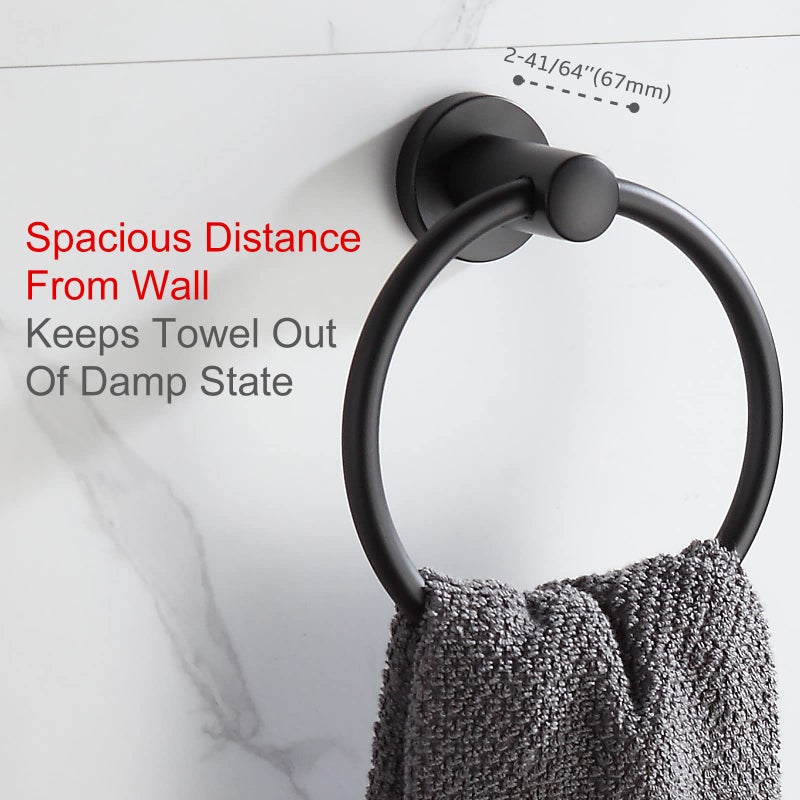 BGL Black Bathroom Towel Holder Black Towel Ring Stainless Steel Towel Ring for Bathroom 2 Pack - Image 3