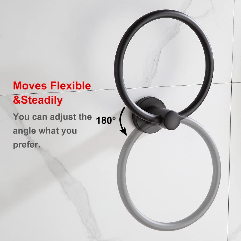 BGL Black Bathroom Towel Holder Black Towel Ring Stainless Steel Towel Ring for Bathroom 2 Pack - Image 4
