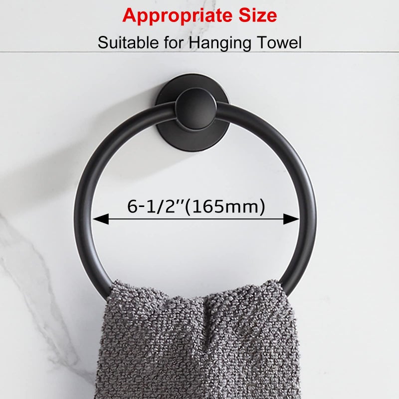 BGL Black Bathroom Towel Holder Black Towel Ring Stainless Steel Towel Ring for Bathroom 2 Pack - Image 2
