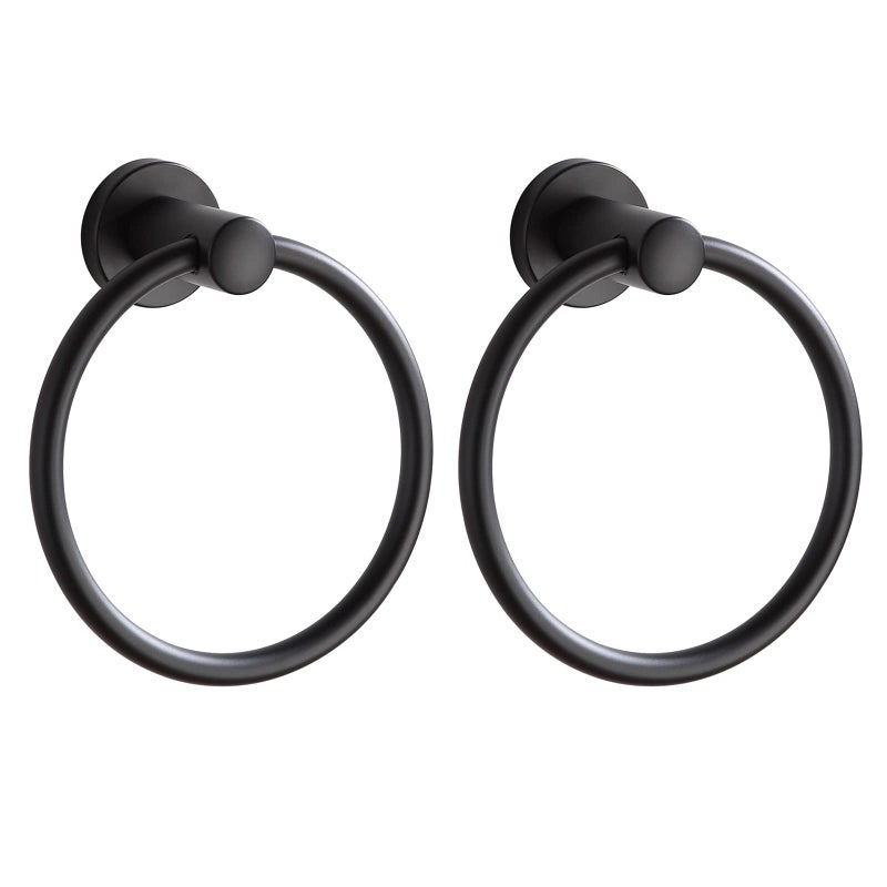 BGL Black Bathroom Towel Holder Black Towel Ring Stainless Steel Towel Ring for Bathroom 2 Pack - Image 1
