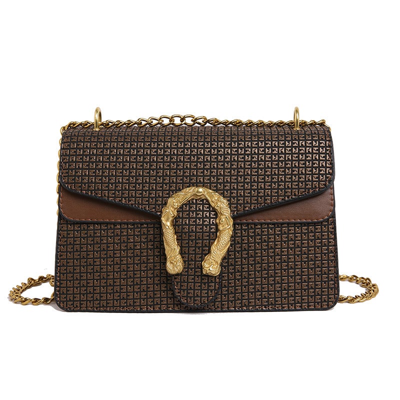 2025 Spring New Fashionable Casual Snake Shoulder Crossbody Bag Women'S Chain Bag Retro Small Square Bag - Image 1