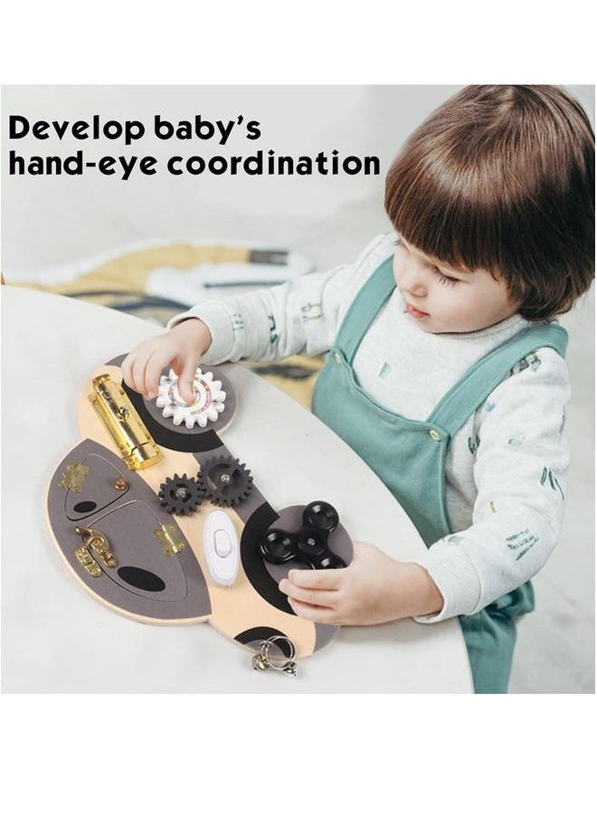 Wooden Busy Board for Toddler, Montessori Activity Playboards with Lock Latches Gear, Children's Early Education Puzzle Unlocking Car, Educational Toys Kids Boys Girls  - Image 3