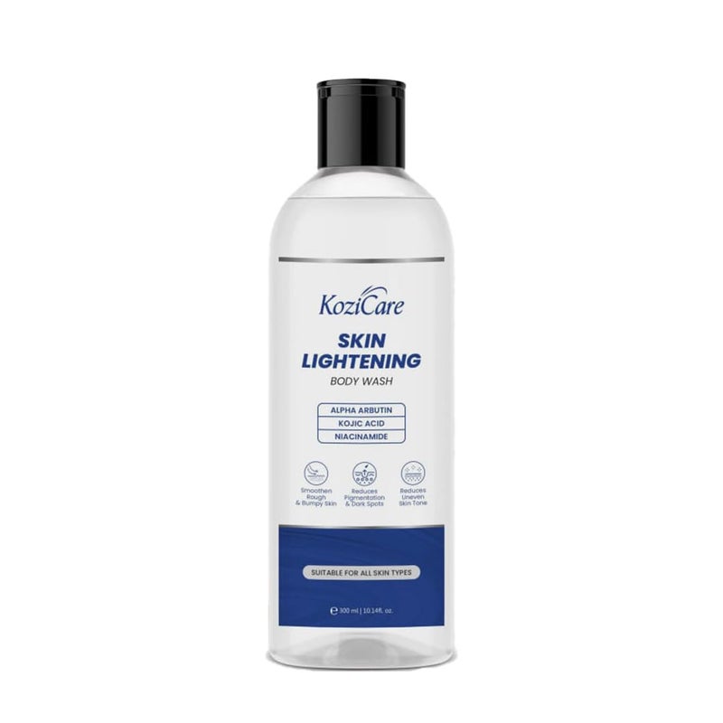 Kozicare Soap Skin Lightening Body Wash Gel  Alpha Arbutin Niacinamide  Kojic Acid Body Wash  Helps Reduces Pigmentation Dark Spots  Uneven Skin Tone  Body Wash for Men  Women  300 Ml - Image 1
