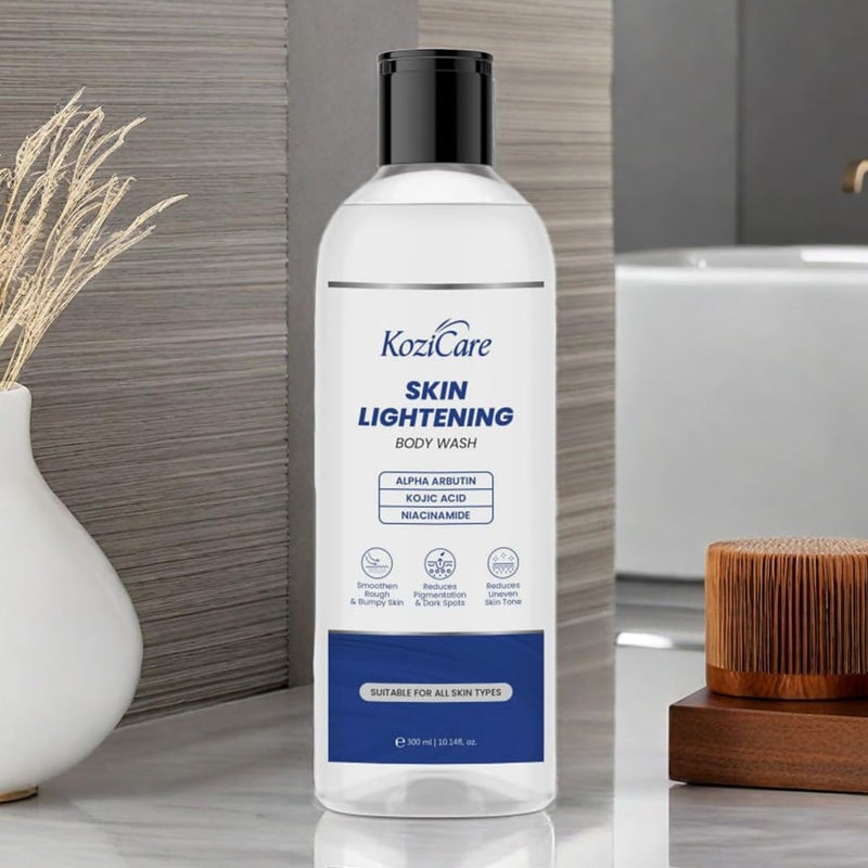 Kozicare Soap Skin Lightening Body Wash Gel  Alpha Arbutin Niacinamide  Kojic Acid Body Wash  Helps Reduces Pigmentation Dark Spots  Uneven Skin Tone  Body Wash for Men  Women  300 Ml - Image 2