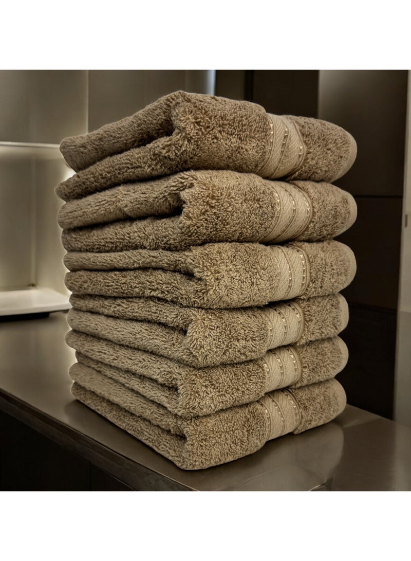 KASSINO Kassino Jumbo Hand Towel (6 Pack, 45x70 cm) - 580 GSM Large Hand Towels,100% Combed Cotton, Soft & Quick-Dry Towels, Highly Absorbent, Double Stitched Hotel Quality Towels | Beige  - Image 2