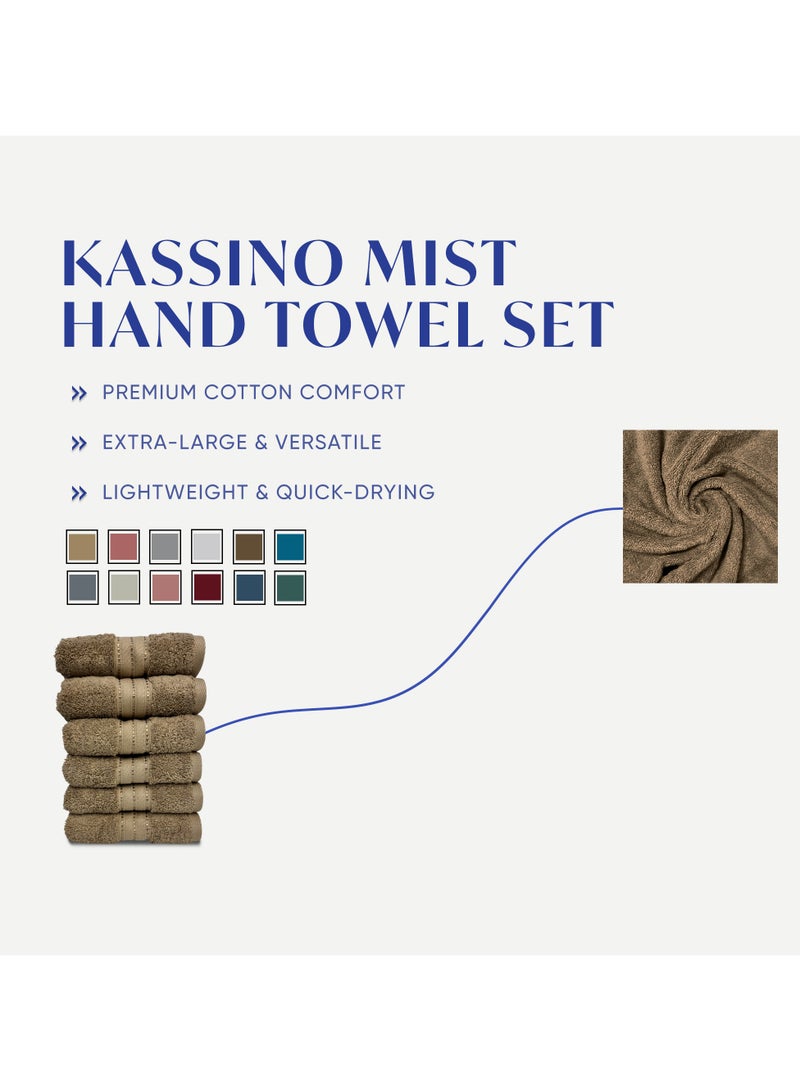 KASSINO Kassino Jumbo Hand Towel (6 Pack, 45x70 cm) - 580 GSM Large Hand Towels,100% Combed Cotton, Soft & Quick-Dry Towels, Highly Absorbent, Double Stitched Hotel Quality Towels | Beige  - Image 3