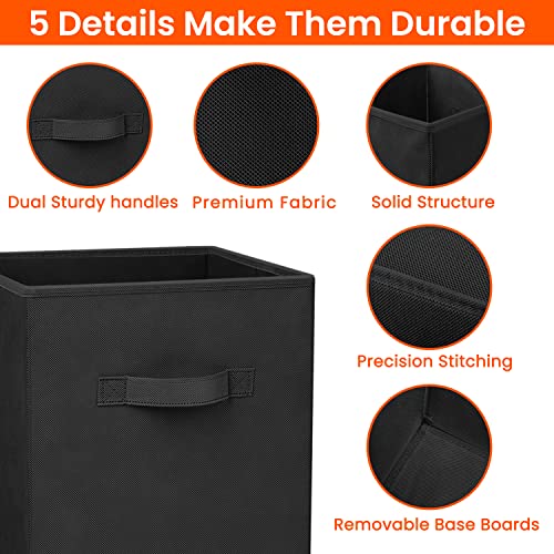 Criusia Storage Cubes - 11 Inch Heavy Duty Fabric Storage Bins for Shelves Closet, Cube Organizer - 8 Pack Collapsible Cube Storage Bins Baskets for Organizing Clothes Blankets Toys (Black) - Image 3