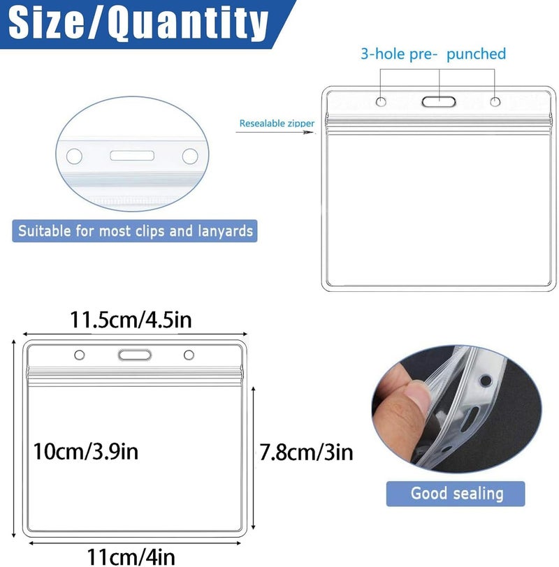 70 sets of card sleeves and lanyards (70 transparent waterproof horizontal ID card sleeves + 70 black lanyards) - Image 2
