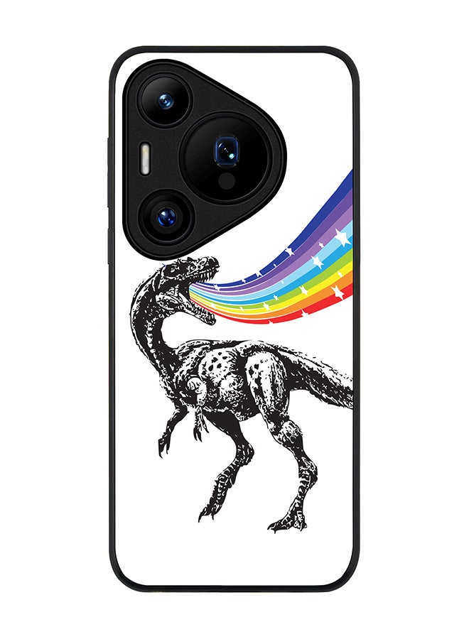 Stylizedd Rugged Black edge case for Huawei Pura 70, Slim fit Soft Case Flexible Rubber Edges Anti Drop TPU Gel Thin Cover -  Rainbow Dino - Image 1