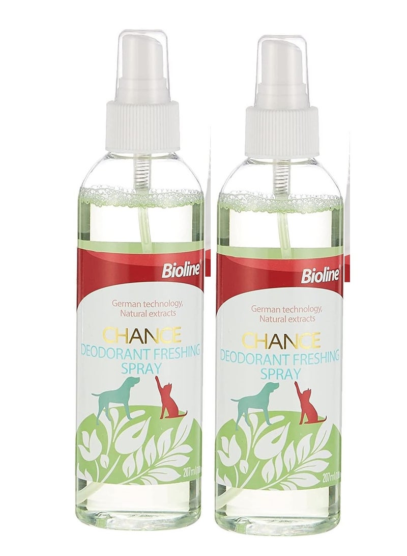 Bioline بخاخ مزيل العرق المنعش للقطط والكلاب من شانس 2X207 مل
