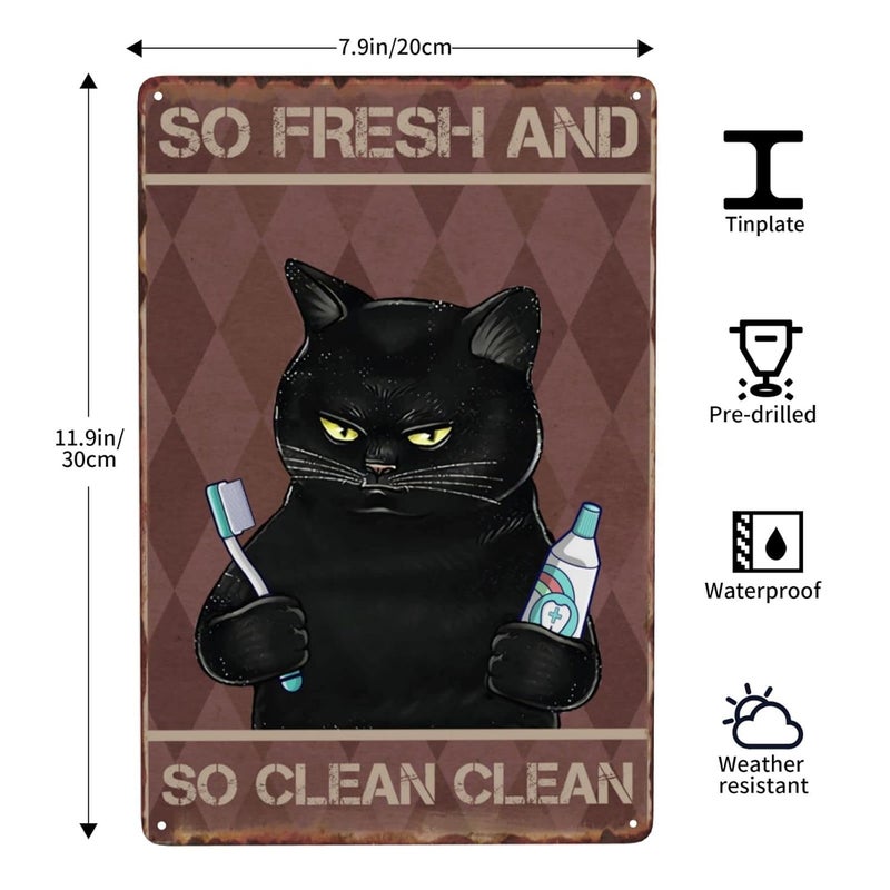 WSTKJW Black Cat Vintage Bathroom Metal Sign - Image 3