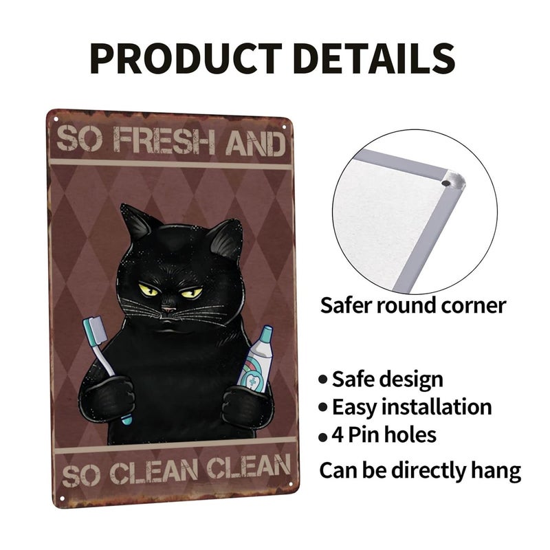 WSTKJW Black Cat Vintage Bathroom Metal Sign - Image 4