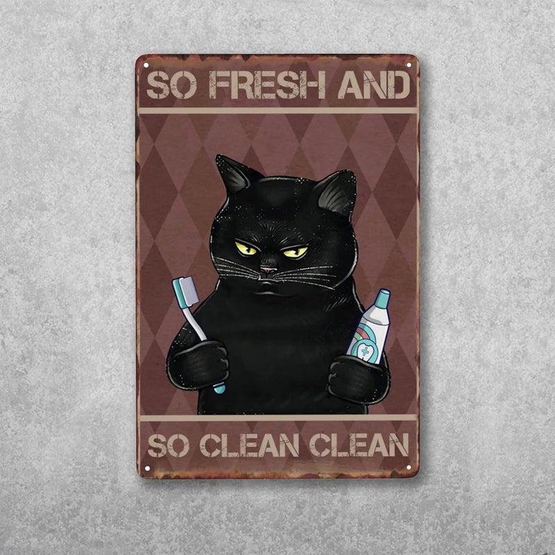 WSTKJW Black Cat Vintage Bathroom Metal Sign - Image 2