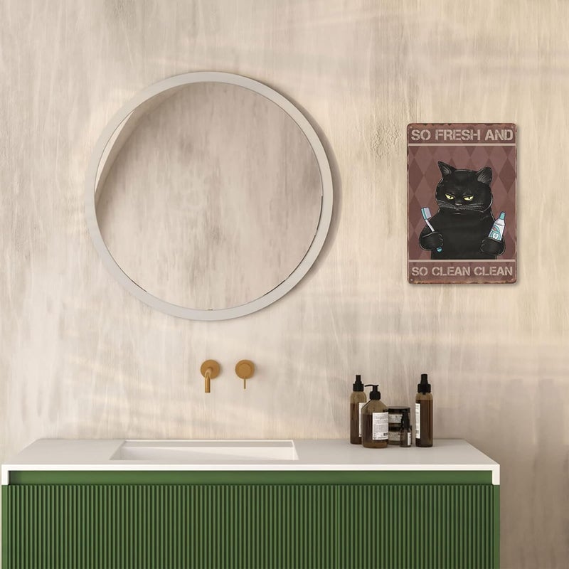 WSTKJW Black Cat Vintage Bathroom Metal Sign - Image 5