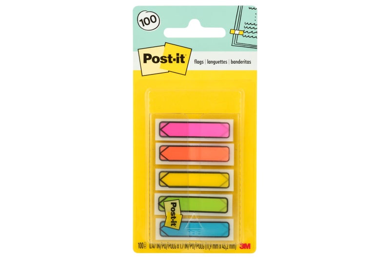 Post-it Arrow Flags, Assorted Bright Colors, .47 in Wide, 100/On-the-Go Dispenser, 1 Dispenser/Pack (684-ARR2) - Image 1
