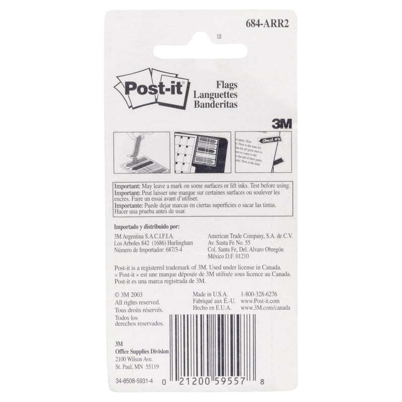 Post-it Arrow Flags, Assorted Bright Colors, .47 in Wide, 100/On-the-Go Dispenser, 1 Dispenser/Pack (684-ARR2) - Image 3
