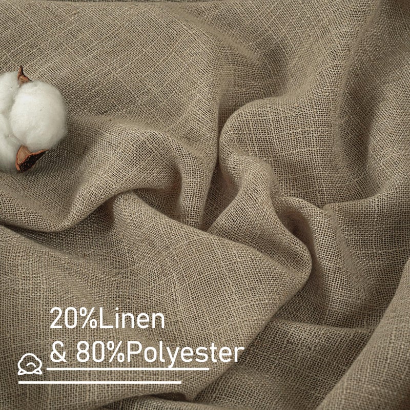 LAMIT Taupe Linen Curtains 90 Inch for Living Room, Back Tab and Rod Pocket Linen Textured Farmhouse Curtains Light Filtering Drapes for Bedroom/Dining Room, Set of 2, 52 x 90 Inch - Image 2