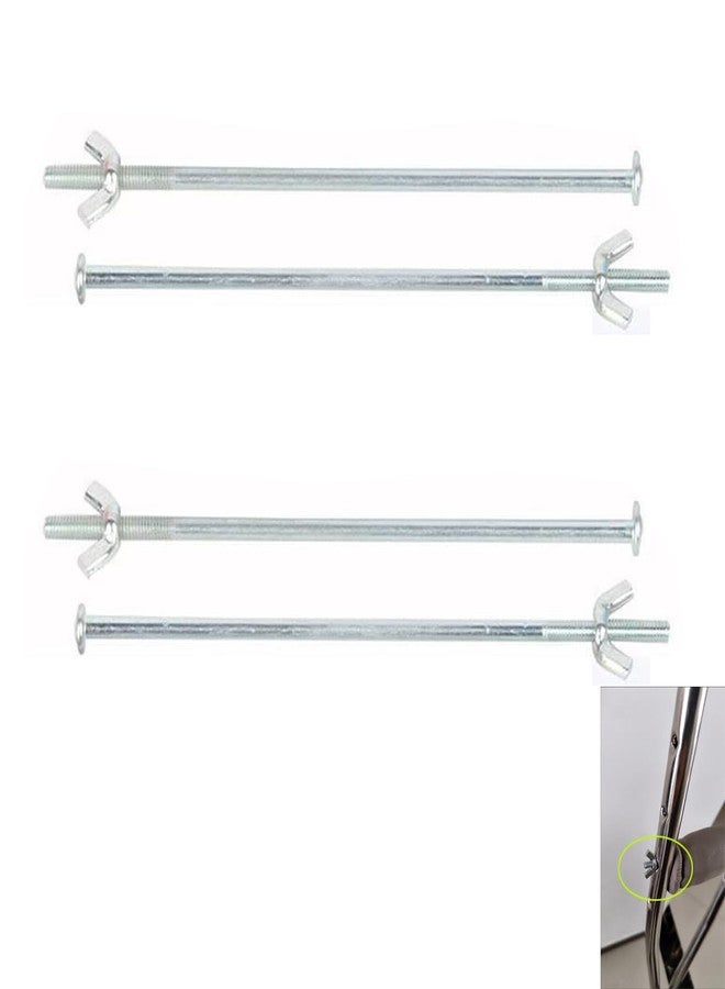 DraCra 4 Pack Crutches Handle Bolt Mount Replacement 5.5'' Metal Rod with Adjustable Screw Nut for Underarm Crutch Hand Grip Medical Walking Aid Cane Adult Senior - Image 1